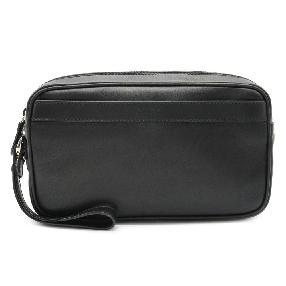 Gucci Clutch Bag Shoulder Leather Suede Black